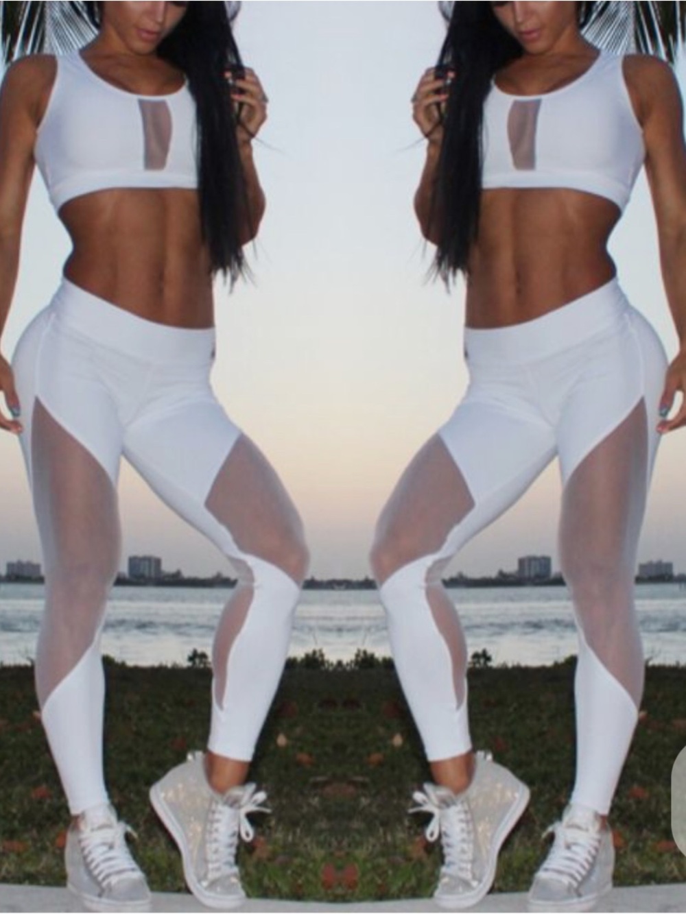 Vibe Brazilian black Mesh-Panel High-Waist Leggings